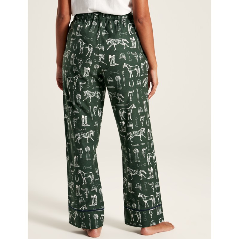 Joules Ladies Stella Pyjama Bottoms - Green Equestrian-2